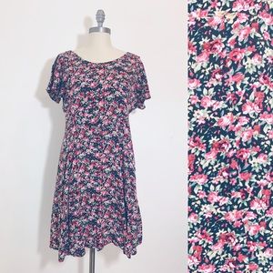 VTG 90s micro flower grunge dress empire waist Med